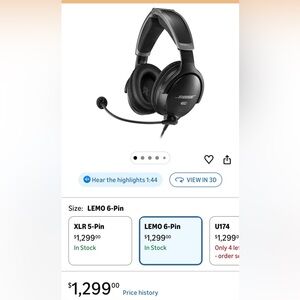 Bose A30 Bluetooth Aviation Headset 6 pin NEW IN BOX (I have 2 sold separately)